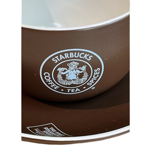 Rare-2008 First Starbucks Store Pike Place Market Dark Brown Ceramic Cup Plate